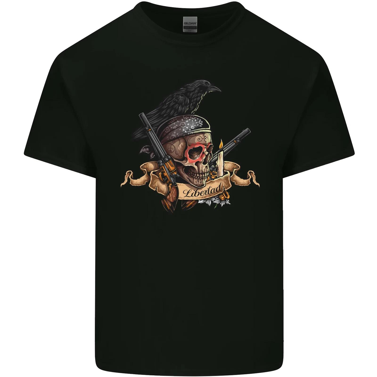 Libertad Skull Freedom Pirate Crow Raven Kids T-Shirt Childrens 4XL