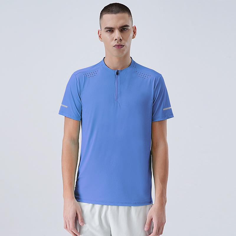 

Мужская быстросохнущая дышащая футболка для бега из ледяного шелка - Легкая, влагоотводящая футболка с круглым вырезом для летнего марафона. Double Extra Large