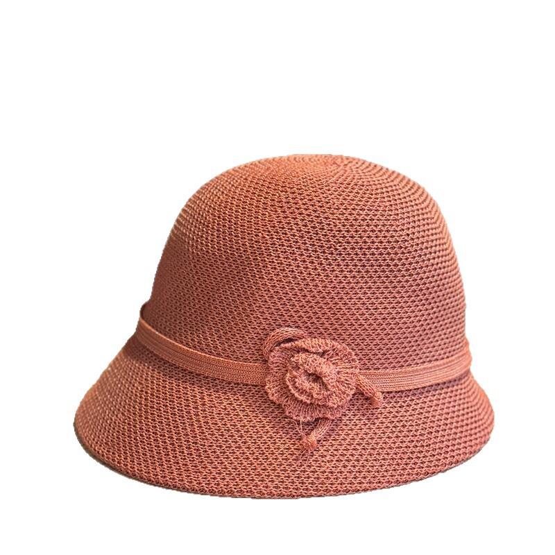 New Elegant Japanese-style Small-brimmed Bucket Hat for Women, Breathable Single-layer Sun Hat for Spring and Summer, Knitted Cool Hat, Sun