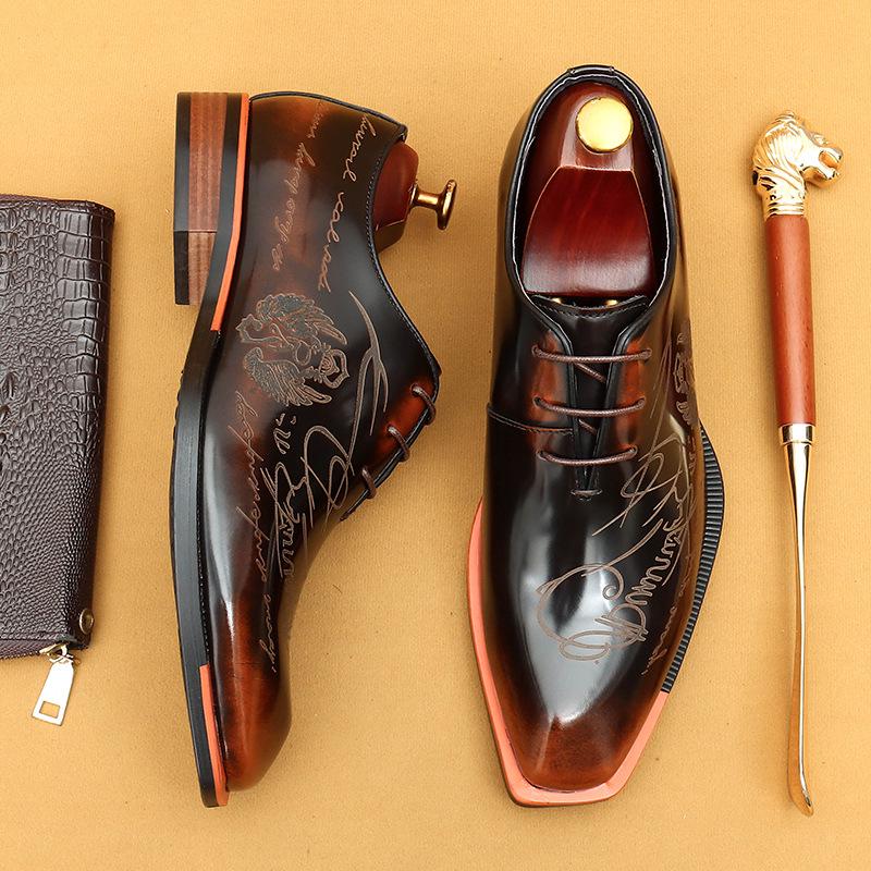 [VIP-Exklusiv] Herrenschuhe aus Lackleder – echtes Rindsleder, britischer Brogue-Stil, formell und geschäftlich angemessen.