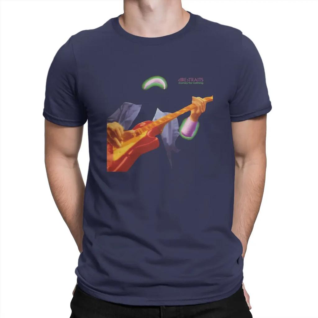 Funny Money For Nothing Music T-Shirts Men O Neck 100% Cotton T Shirts Dire Straits Band Short Sleeve Tees  Clothes