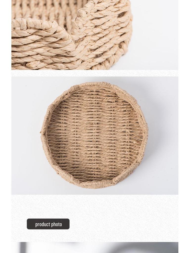 Modern Minimalist Hand-Woven Paper Rope Storage Basket - Desktop Organizer and Creative Home Decor