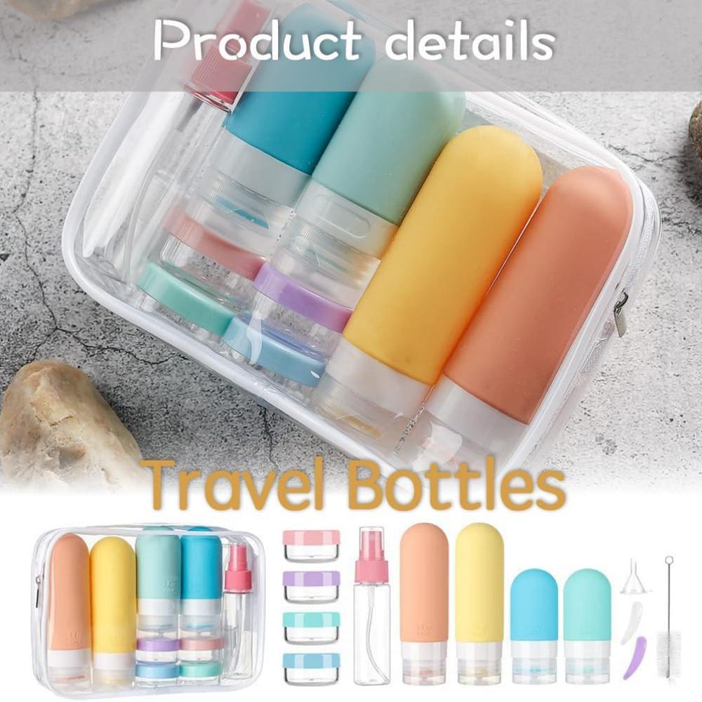 16-pack travel bottle set - leak-proof silicone squeeze container, for toiletries, conditioner, shampoo, lotion and body wash ac