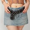 Zinc Zinc Alloy Disc PU Hollow Belt Y2k Concho Waistband Vintage Rivet Wide Belt  Waist Seal
