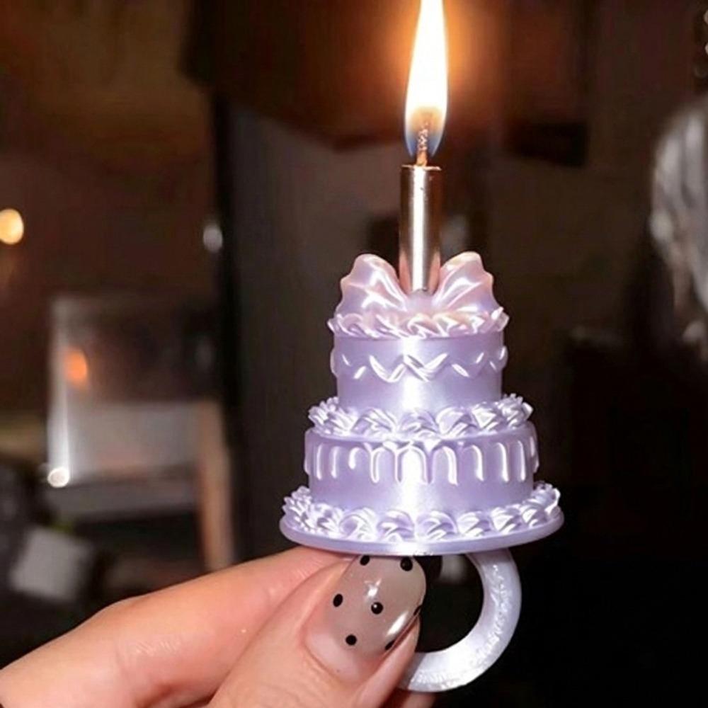 Portacandele Anello per Torta Finitura Seta Anello Candela Mini Torta 3D Anello Candela Compleanno Cake Topper