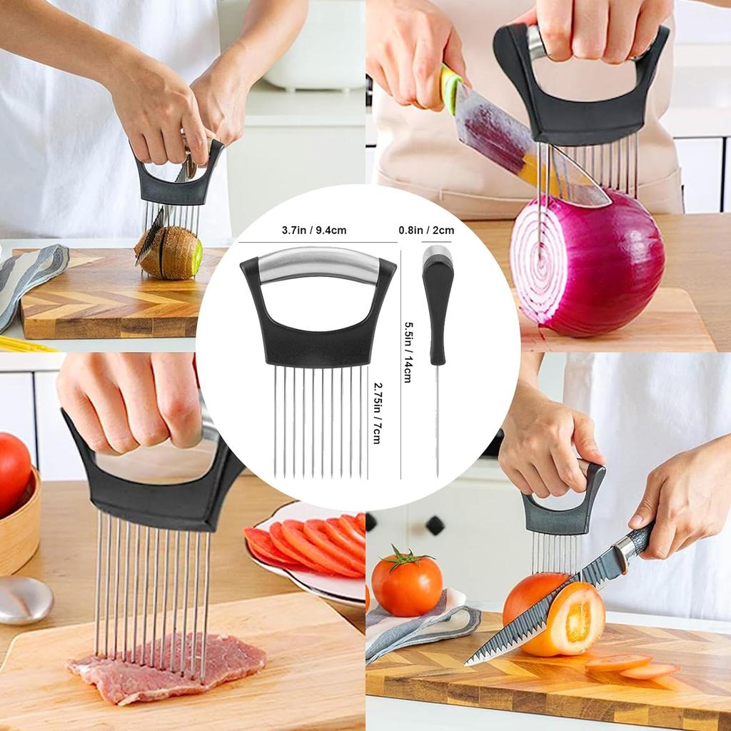 Onion Holder for Slicing, Lemon Slicer Onion Cutter for Slicing, Vegetable Cutter for Potato and Tomato, Avocados, Eggs, Food Slicer Assistant Tool