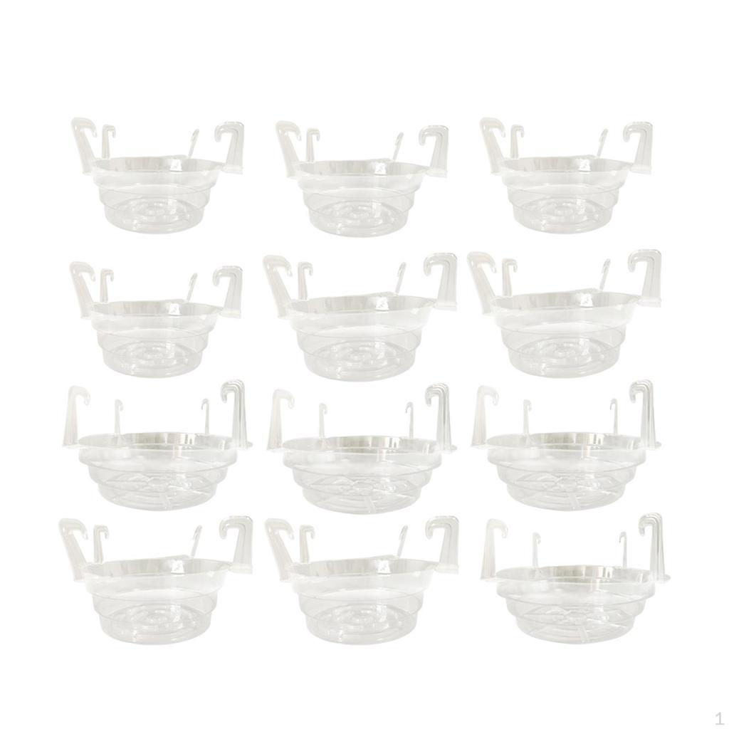 12Pcs Clear Plant Saucers with Hook Indoor and Outdoor Flower Pot Round Tray Saucer (