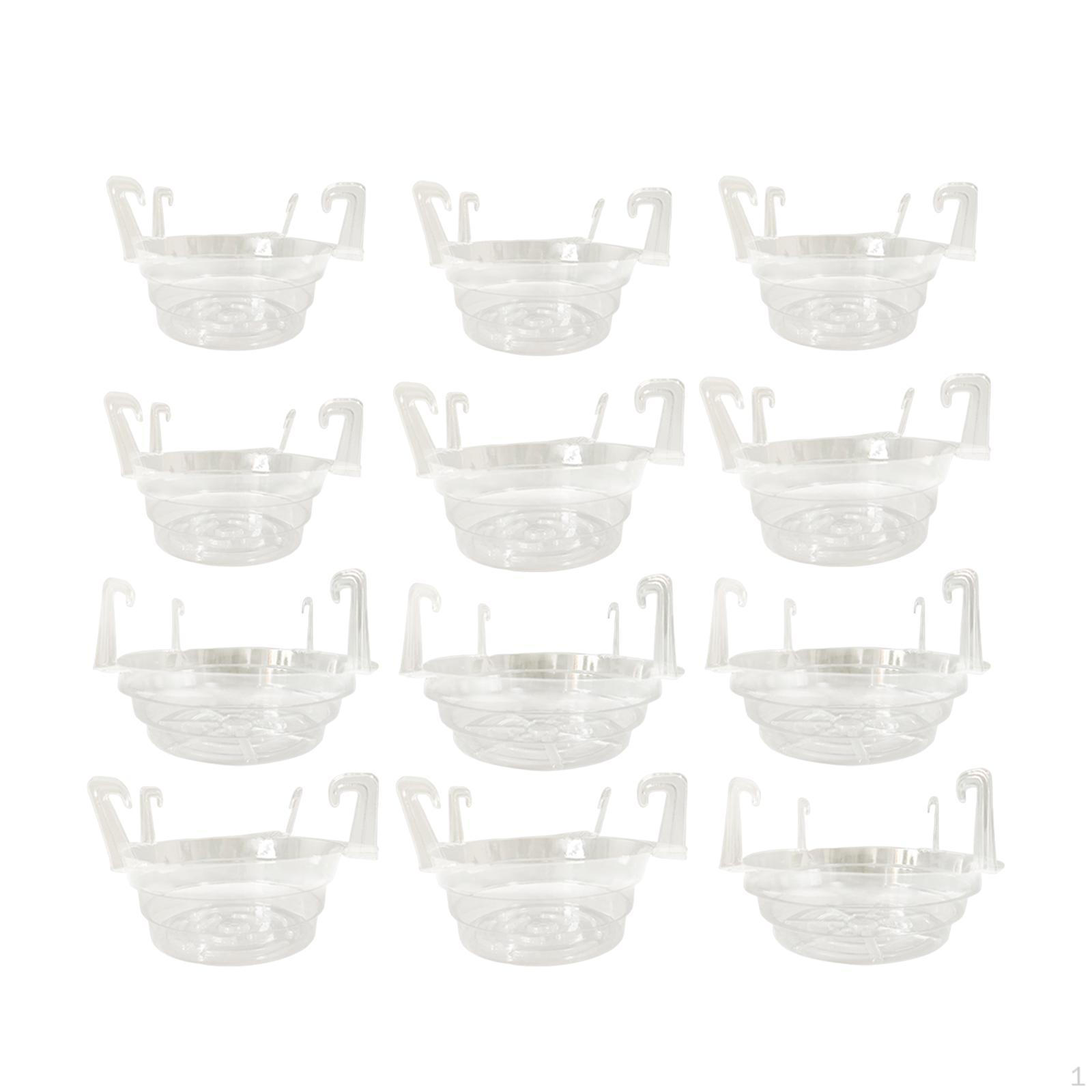 

12Pcs Clear Plant Saucers with Hook Indoor and Outdoor Flower Pot Round Tray Saucer (