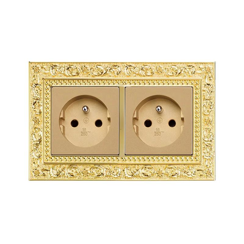 Luxury Vintage Push Button Switch 1/2/3/Gang 2Way,EU France Standard Copper Wall socket,Universal Light Home Switch Power Outlet
