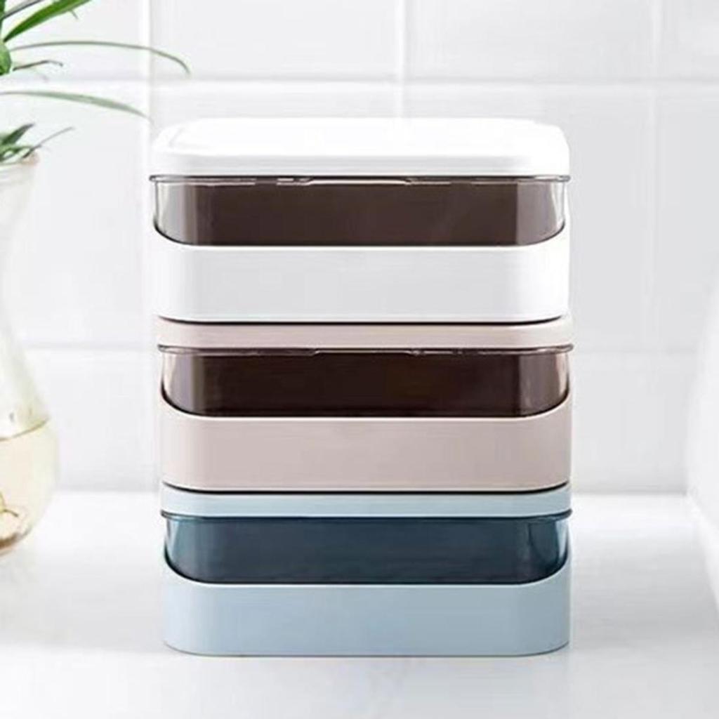 Simple Transparent Flap Drainage Box Bathroom Toilet Waterproof Soap Storage Box Dormitory Home Travel Large Soap Dish