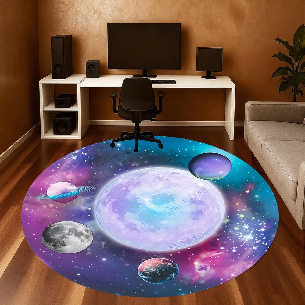 1pc space planets Round Chair mat Area Rug - Non-Slip, Floor Mat for Office, Bedroom, and Indoor Decor c1125084
