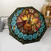 Hawaiian Music Glass pattern umbrella, portable and foldable design, 8 ribs, a casual accessory for Halloween, Christmas, and birthday gifts.