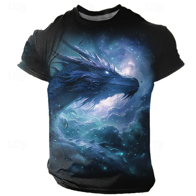 Men's Graphic Animal Dragon T Shirt Short Sleeve T shirt 3D Print Crew Neck Shirt Designer Casual Subculture Sports Outdoor