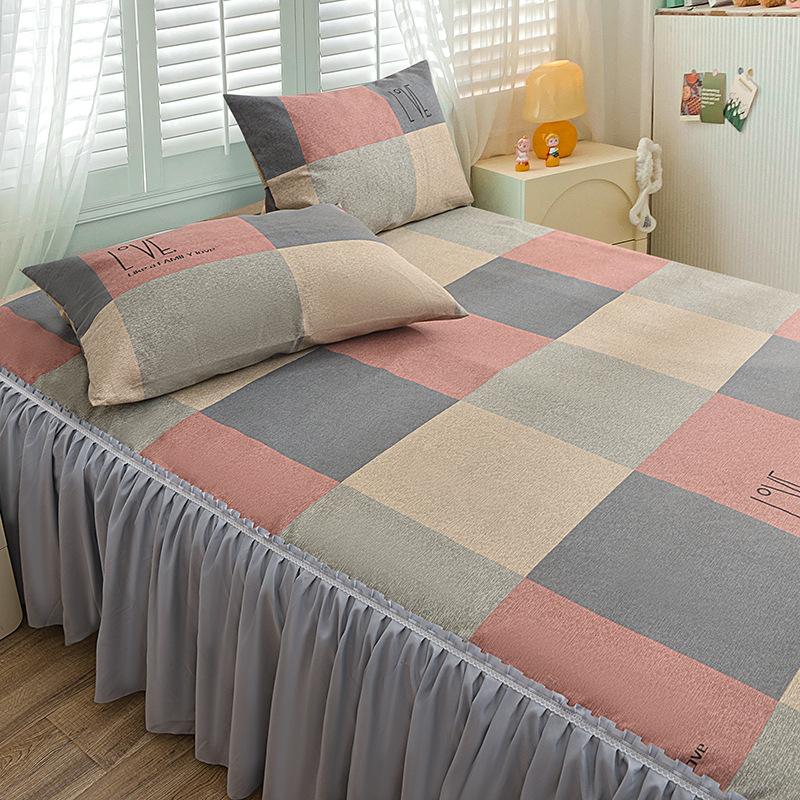 Bedroom Household Single-piece Sanding Bed Skirt Solid Color Skin-friendly Bedspread Bed Cover Bedroom Student Dormitory Sheets