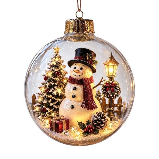 Lightweight Xmas Tree Pendants Clear Christmas Ball Ornaments, Acrylic Hanging Decoration with Gingerbread House Small Gifts Reindeer Santa Inside for