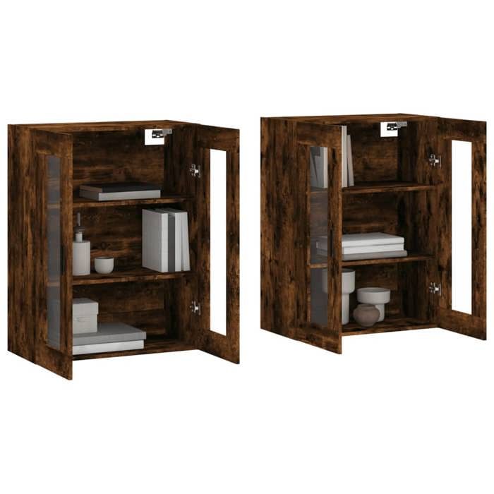 VidaXL Armoires murales 2 pcs chêne fumé bois d'ingénierie 3197958