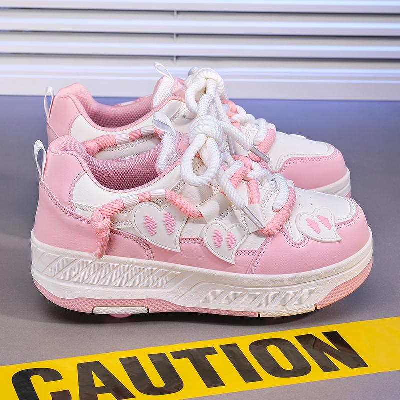 Boys Four -wheel Sports Boots Wheel Skate Shoes Sports Shoes Shoes with Wheels for Girls