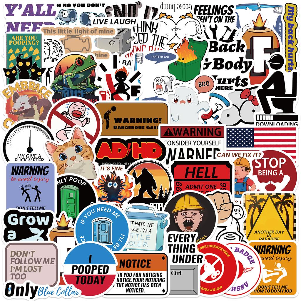 50 Cartoon Funny Characters Expressions Graffiti Stickers Decorate Guitar Notebook Suitcase DIY Waterproof