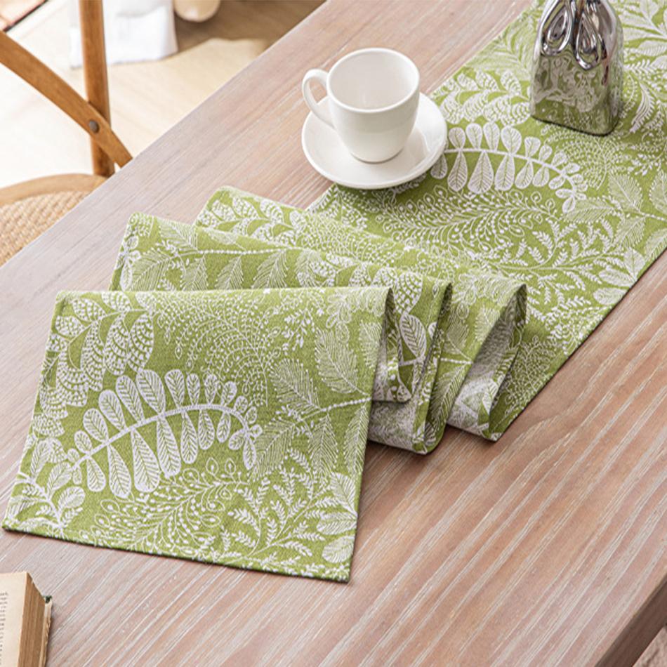 Green Plant Table Runner, Fresh and Natural StyleTable Decoration,Dining Room Party ChristmasRestaurant Modern Decor Supplies