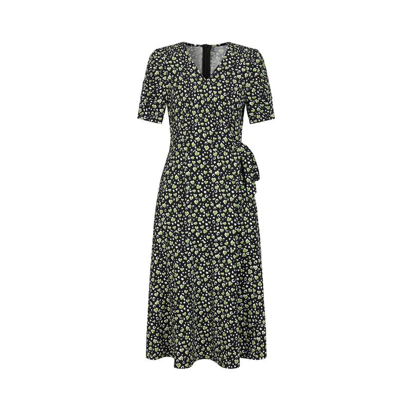 Jiuzi Anna Kou Romantic Love Polka Wrapping V-neck Waist Chiffon Dress for Women 2024 Summer New Style