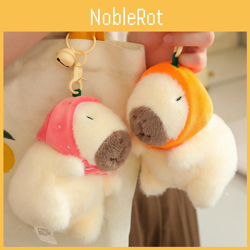 Hat Strawberry Persimmon Capybara Plush Pendant Keychain Decoration Backpack