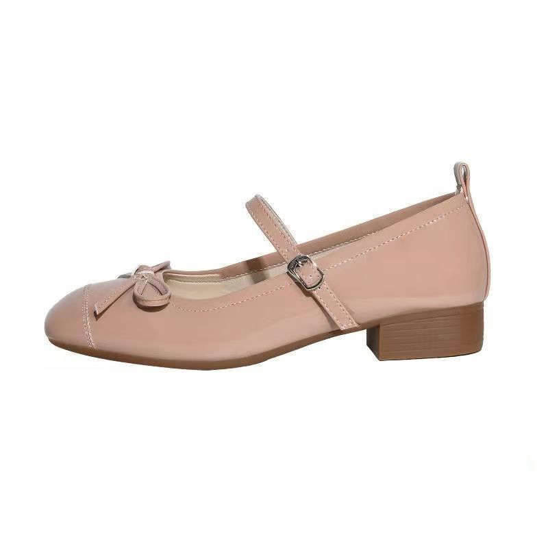 

Soft leather comfortable Mary Jane women s shoes spring and autumn word with bow light mouth laden shoes versatile retro grandma shoes 40