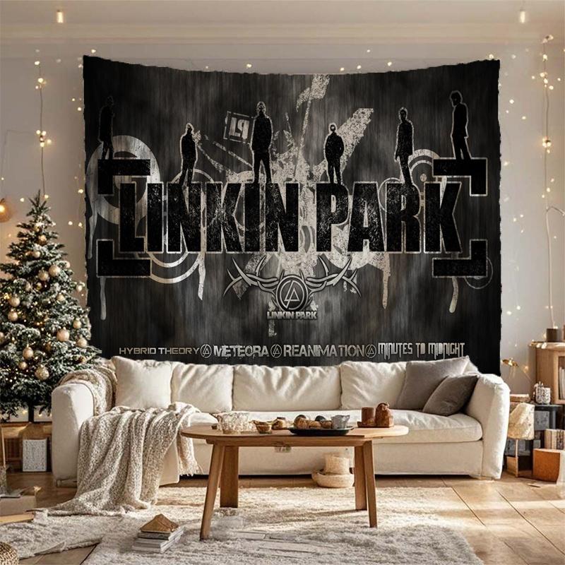 Jmg Household Supplies Unisex Peach Epic Linkin Park Tapestry With Iconic Band Silhouettes And Album Titles, Perfect For Fans And Ideal For Adding A Rock And Roll