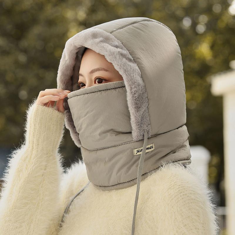 Winter Warm Women's Men's Hat Earmuffs Plus Velvet Thickened Cold-proof Mask Neck Skiing Integrated Cycling Windproof Cycling Hat Ski Hat