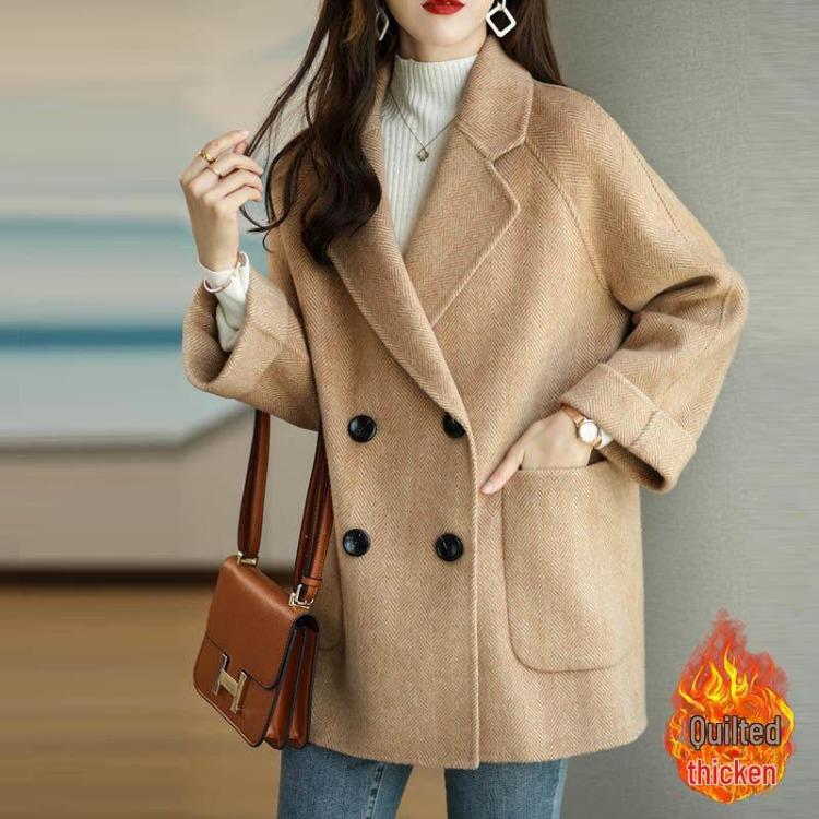 2024 Fashionable Herringbone Wool Coat Autumn Winter Versatile Slim Loose Timeless