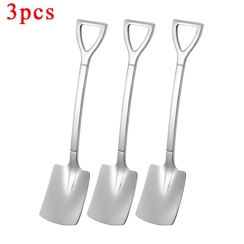 2-4pcs Stainless Steel Shovel Coffee Spoon Set Scoop Shovel Creative Tea-spoon Ice Cream Dessert Spoon Birthday Gift Tableware