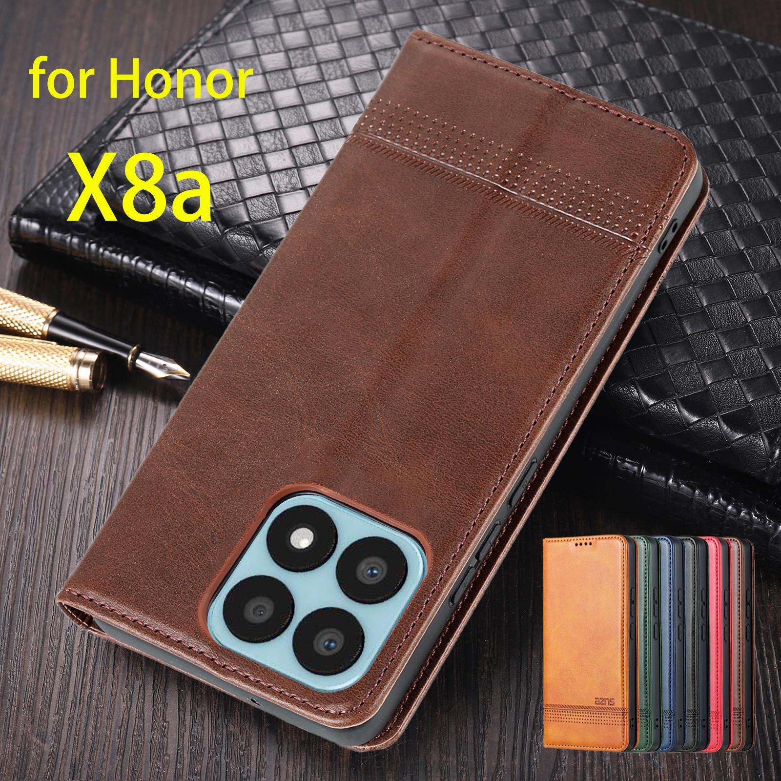 

Deluxe Magnetic Adsorption Leather Fitted Case for Huawei Honor X8a Flip Cover Protective Case Honor X8a Capa Fundas Coque