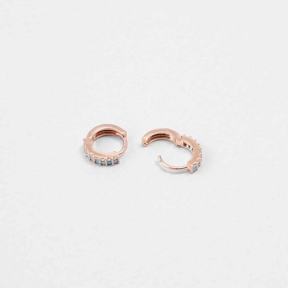 [Judy And Paul] Azuh Turquoise and Crystal Small Hoop Earrings E51505