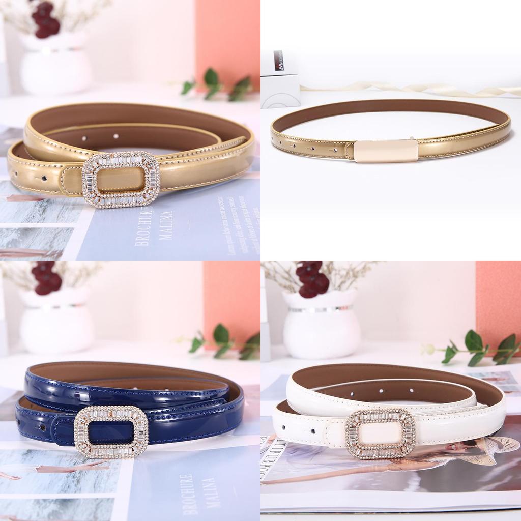 Leather Womens Belt With Artificial Pearls And Rhinestone Decor For Elegant Outfit