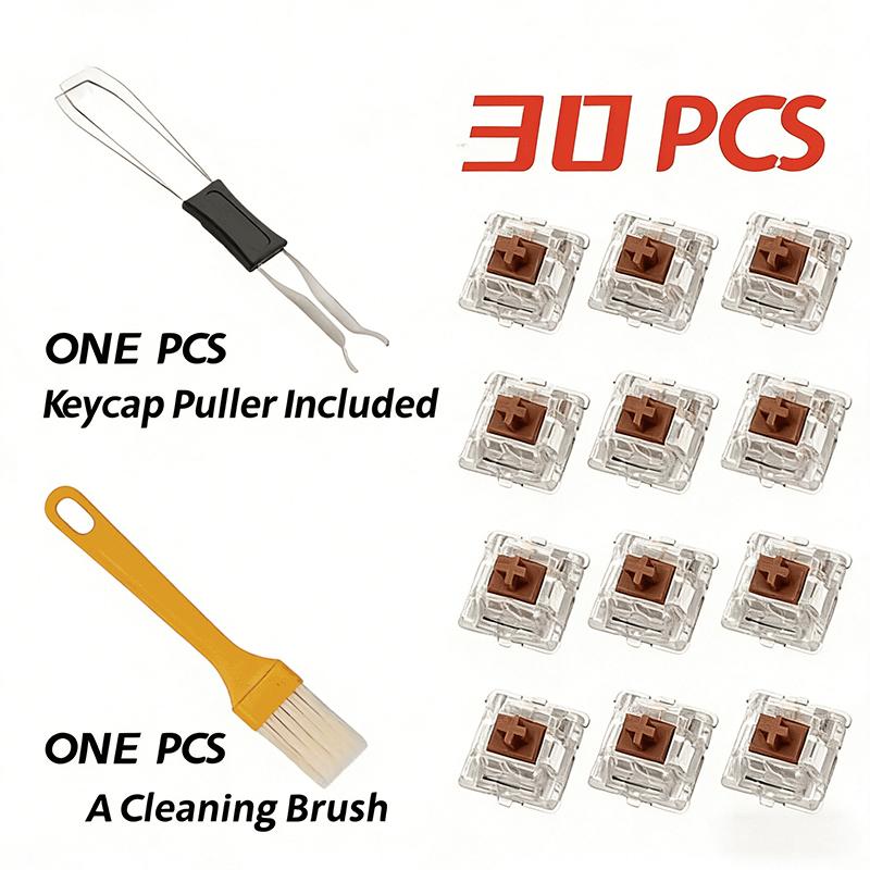 

30/50/90Pcs Keyboard Switch Clicker Key Replacement 3 Pin Tactile Switch For Mechanical Keyboard Include Keycap Puller Brush
