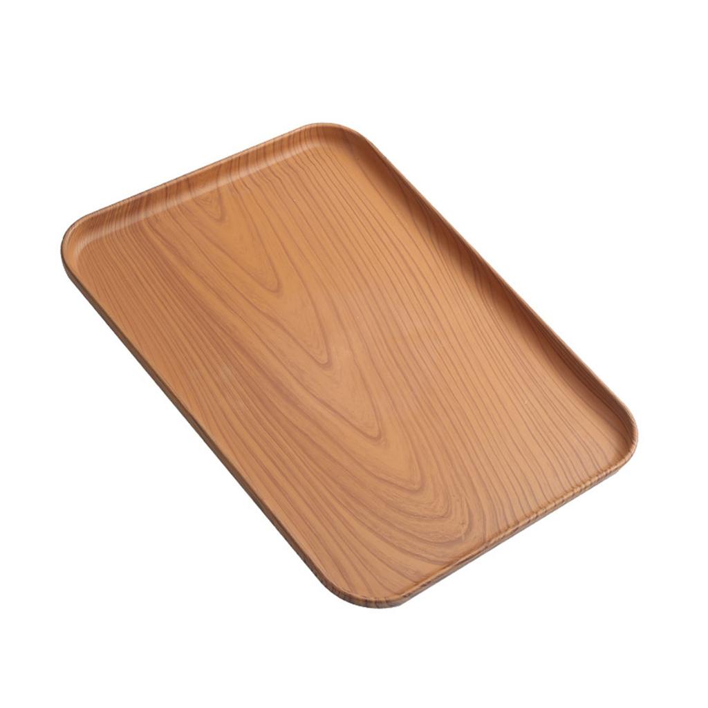 Serving Platters Tray,Wood Grain Serving Dishes,Plastic Square Tray,Japanese-Style Household Tea Cup Tray,For Restaurant