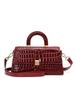 Wine Red Crocodile Pattern Handbag, Glossy Small Square Bag, Suitable for Commuting and Dating