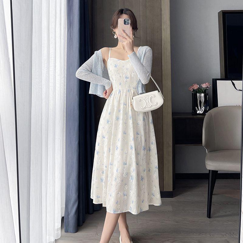 Floral Sling Dress & Sun Protection Cardigan Set - 2025 Spring/Summer Collection