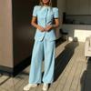 2026 Summer New Women's Clothing, European, American Amazon Cross-border Fashion Suit, Casual Solid Color Trousers Two-piece Set