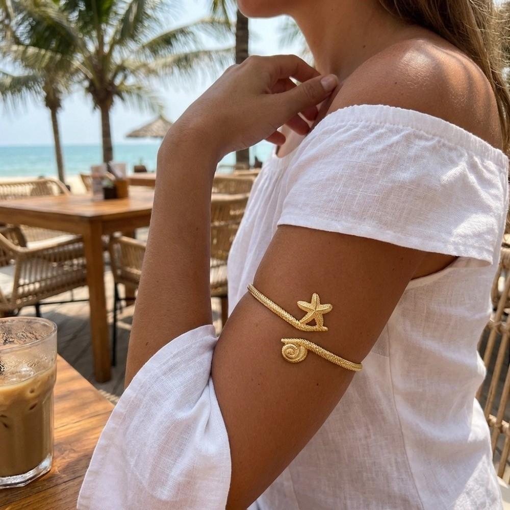 Starfish Open Bangle Shell Upper Arm Bracelet New Cuff Bracelets Summer