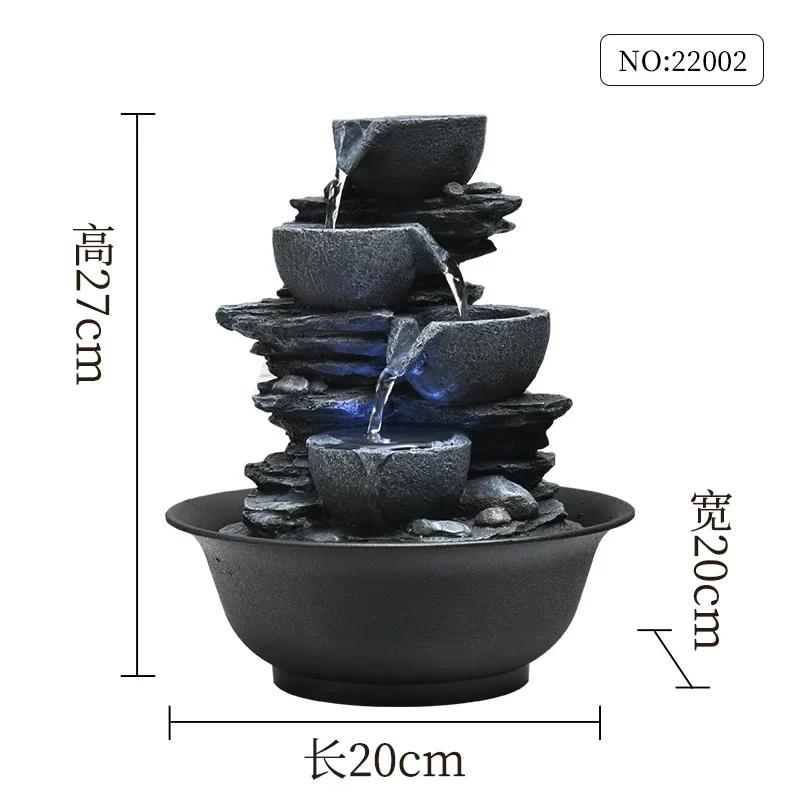 

Настольный фонтан из сложенных камней со светодиодной подсветкой, фен-шуй дзен, внутренний водопад для домашнего офиса, размер рабочего стола