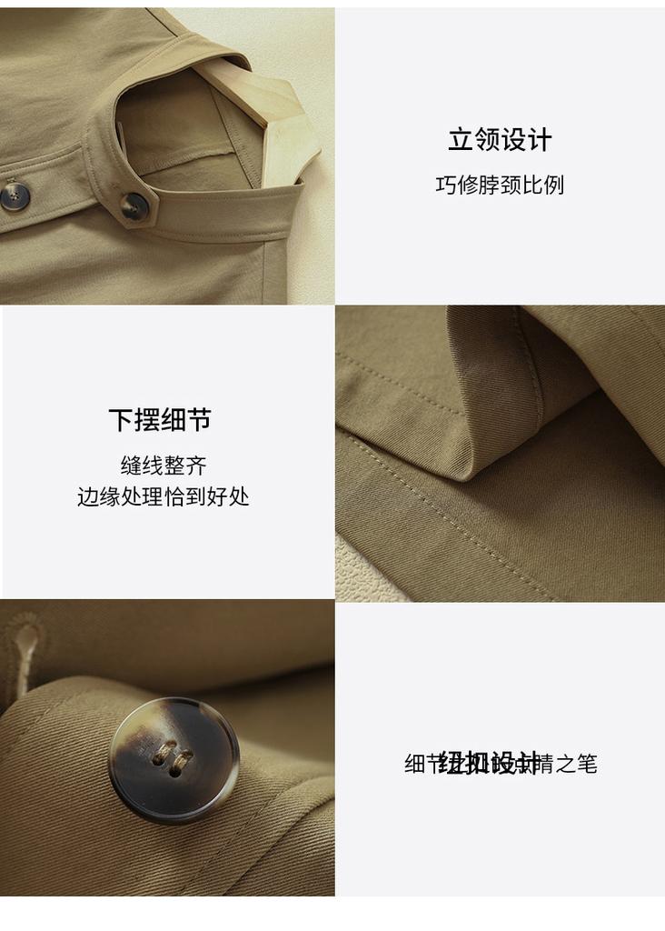 Casual drawstring stand up collar jacket, women's small waist windbreaker, loose top