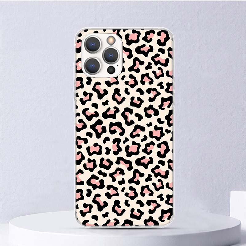 Leopard Print Soft Case For iPhone 11 12 13 Mini 14 Pro Max Apple Phone Cover X XS XR SE 7 Plus 8 + 6 6S 5S Funda Coque