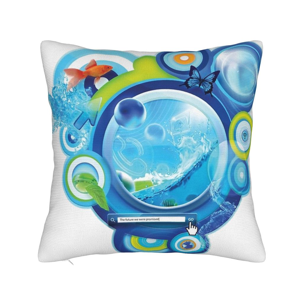Frutiger Aero Square Pillow Case  Cushion Cover Creative Zippered Decorative Pillowcase for Home 18"x18"