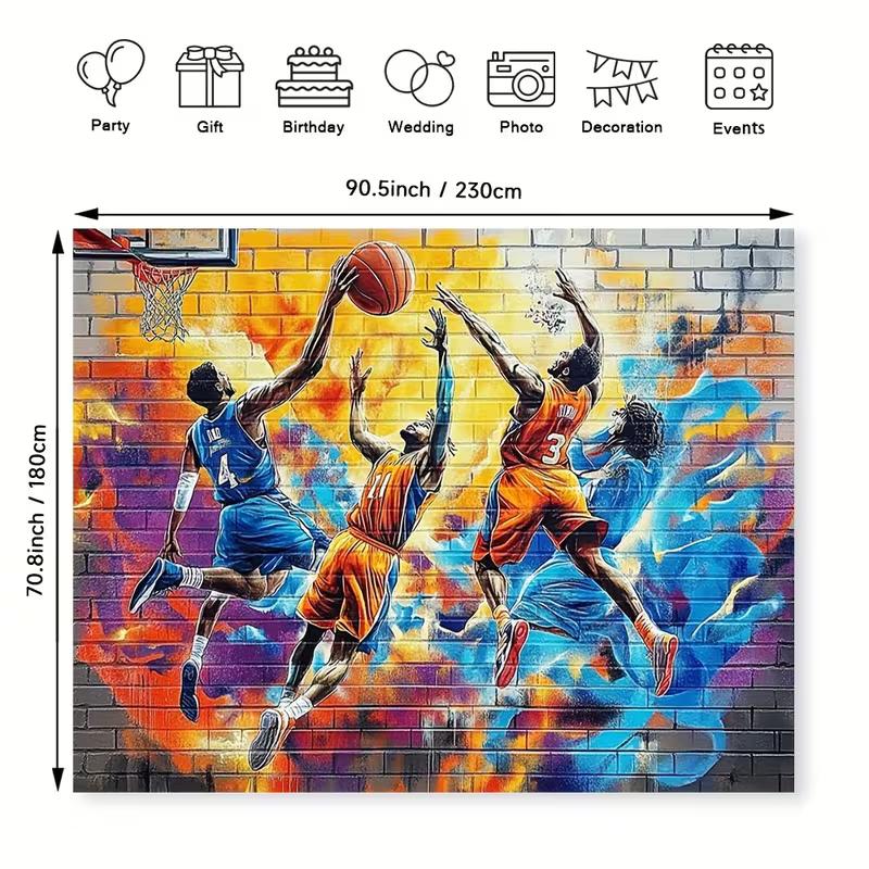 Sfondo 2D Street Art Urbana Giocatore di Basket Stile Hip Hop Graffiti per Servizio Fotografico Bambini