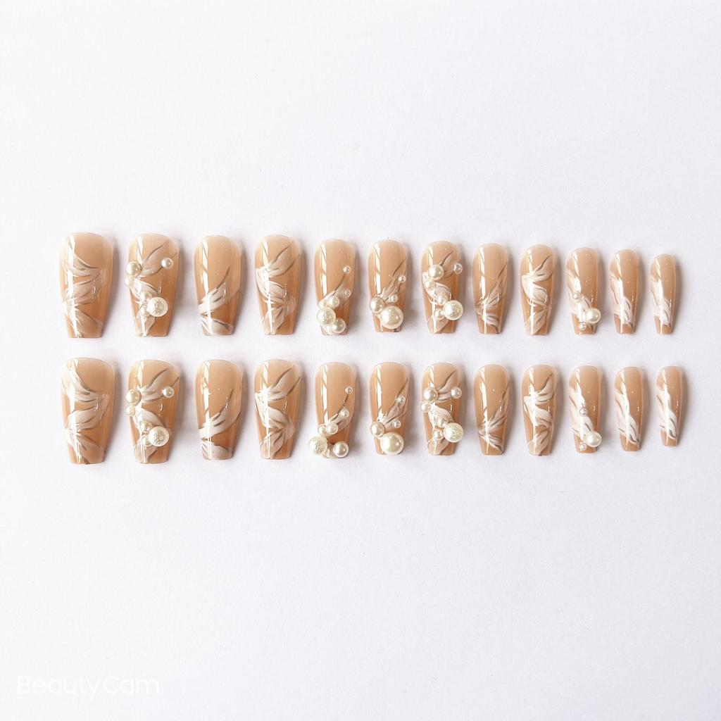 Elegantly Crafted Pearl Silk French Manicure Press-On Nails
