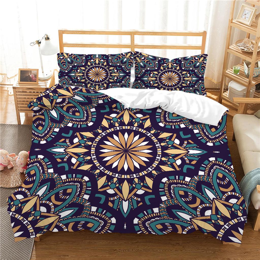 Pościel Domowa Łóżko Pojedyncze Łóżko Podwójne Poszewka na Poduszkę Mantra i Poszwa na Kołdrę Nadruk Bohemy Sypialnia Domowy Zestaw Pościeli