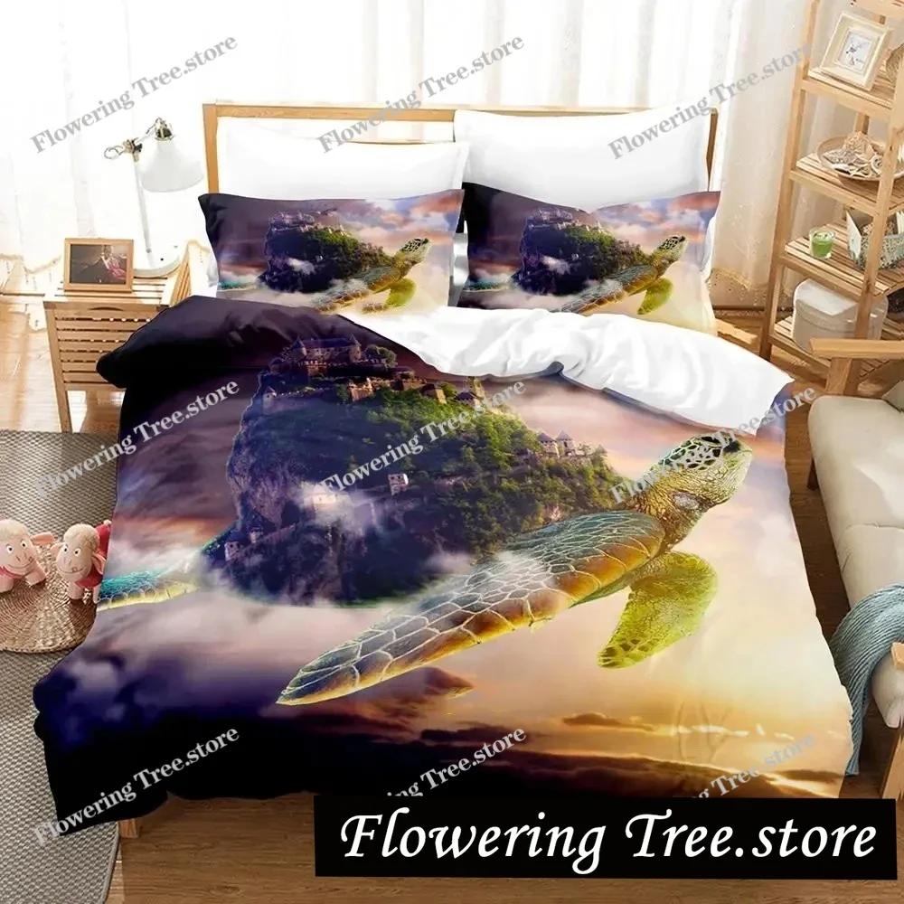 3D Print World Turtles Turtle Island Bedding Set Duvet Cover Bed Set Quilt Cover Pillowcase Comforter king Queen Size Boys Adult