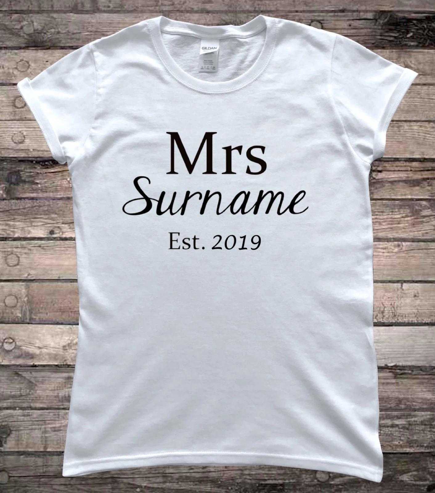 Personalised Mrs Surname Bridal Wedding Day T-Shirt 4XL