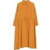 Spring New Literary and Loose Splicing Solid Color Cotton and Linen Lapel Collar Long-sleeved Dress Women's Medium and Long Shirt Skirt