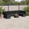 VidaXL Garden Lounge Set 11 Pcs with Cushions Black Braided Resin 3223794